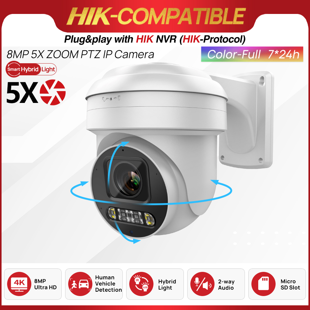 Home Security Hikvision - 8MP ColorVu PTZ IP Camera 5X