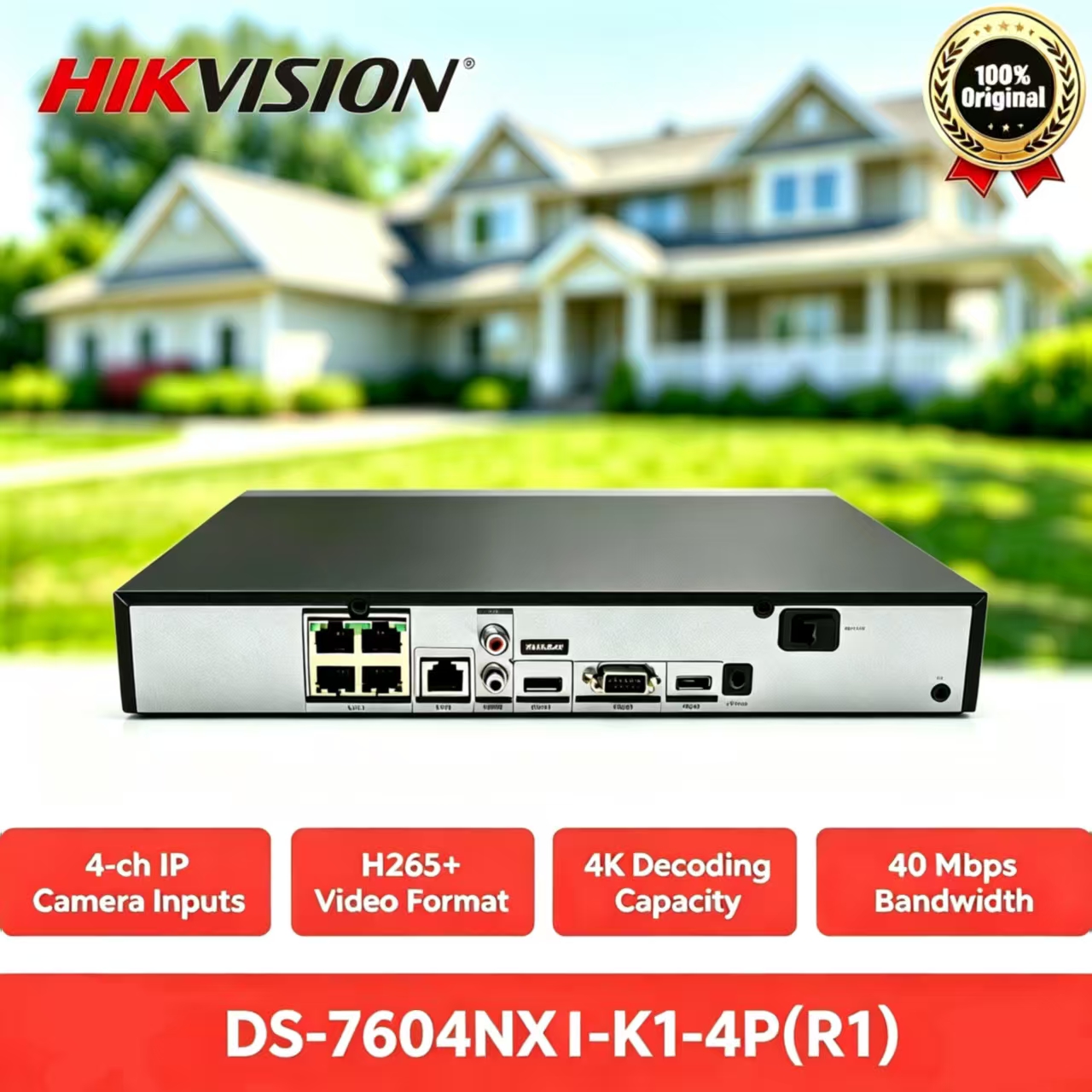 Home Security Hikvision - Hikvision NVR DS-7604NXI-K1-4P(E), AcuSense AI Security