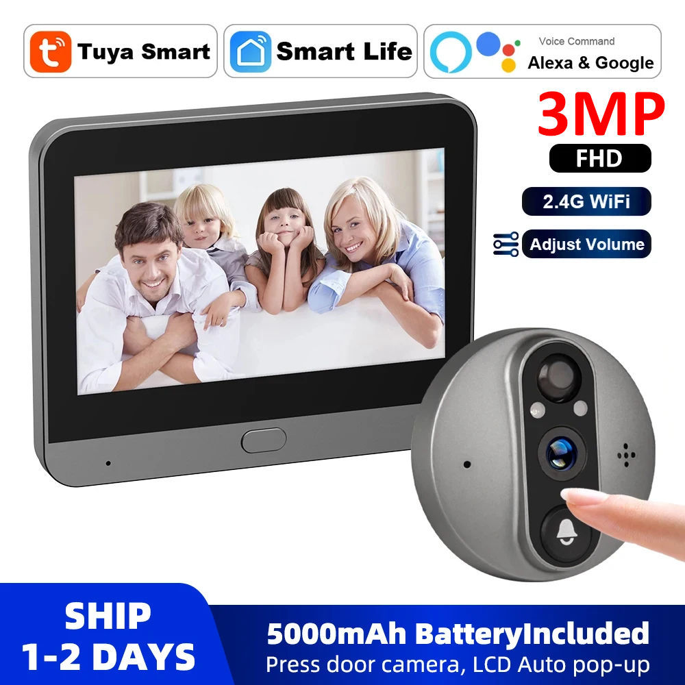 3MP WiFi Smart Tuya Peephole 5 - Home Security Premium avaliação e preço