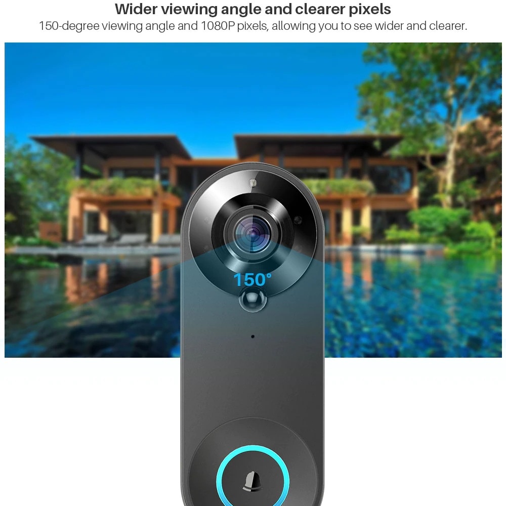 Tuya 1080P Wireless WIFI Doorb - Home Security Premium avaliação e preço