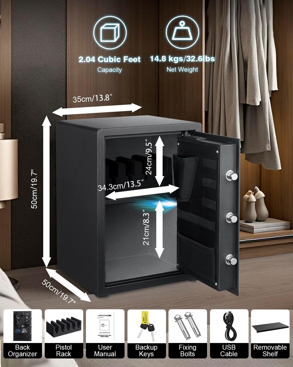 Large Biometric Gun Safes,2.04 - Home Security Gun avaliação e preço