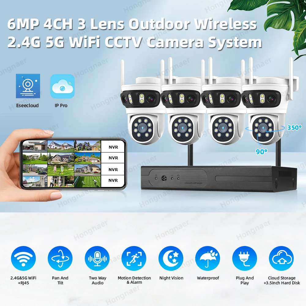 2026 Hongnaer 6MP 4CH 3 Lens 2 - Home Security With Cameras avaliação e preço