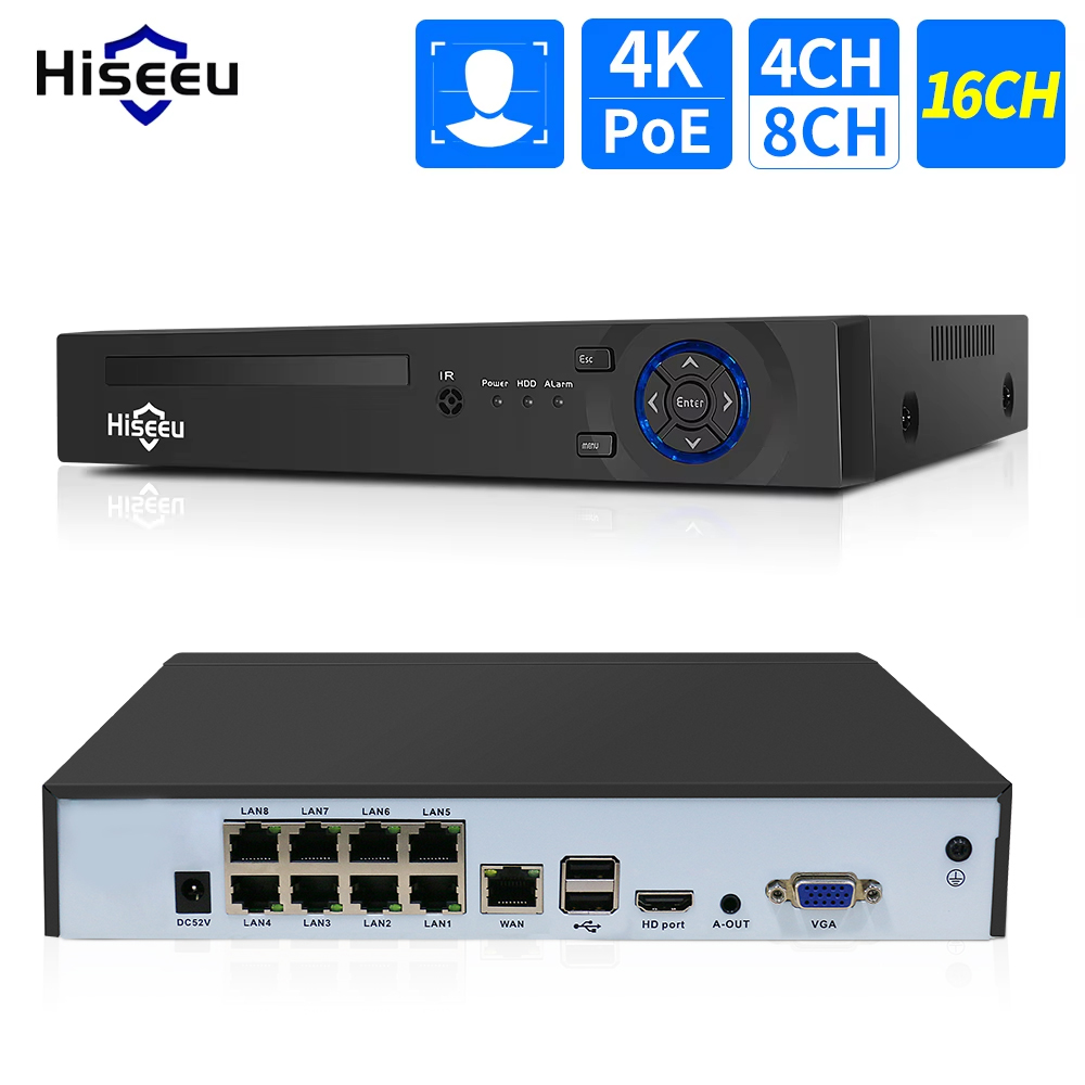 Hiseeu 4CH 10CH 16CH 4K 8MP 5M - Home Security With Cameras avaliação e preço